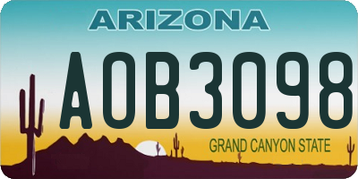 AZ license plate AOB3098