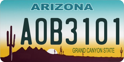 AZ license plate AOB3101