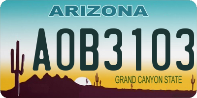 AZ license plate AOB3103