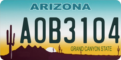 AZ license plate AOB3104