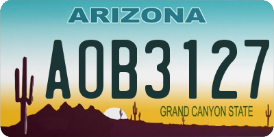 AZ license plate AOB3127