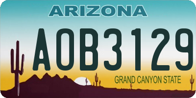 AZ license plate AOB3129