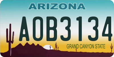 AZ license plate AOB3134