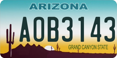 AZ license plate AOB3143
