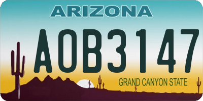 AZ license plate AOB3147