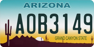 AZ license plate AOB3149