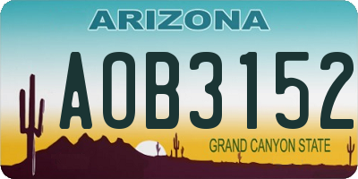 AZ license plate AOB3152