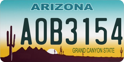 AZ license plate AOB3154