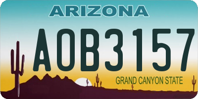AZ license plate AOB3157