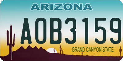 AZ license plate AOB3159