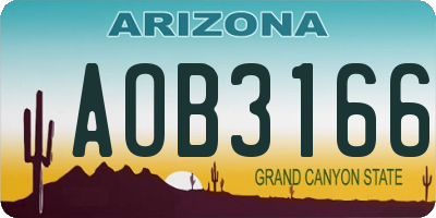 AZ license plate AOB3166