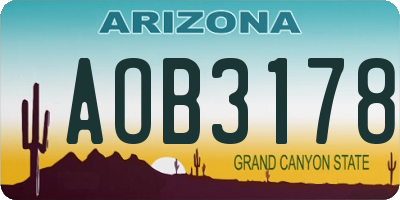 AZ license plate AOB3178