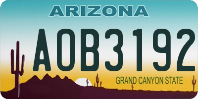AZ license plate AOB3192