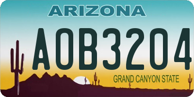 AZ license plate AOB3204