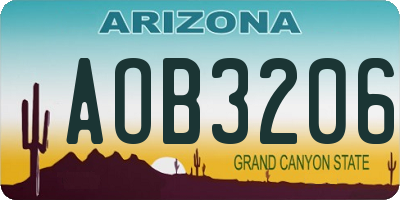 AZ license plate AOB3206