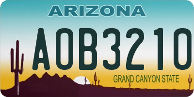 AZ license plate AOB3210