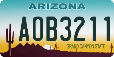 AZ license plate AOB3211