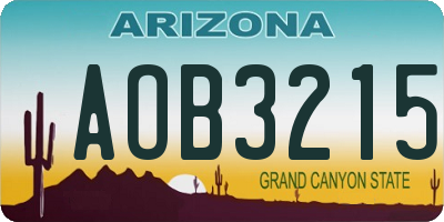 AZ license plate AOB3215