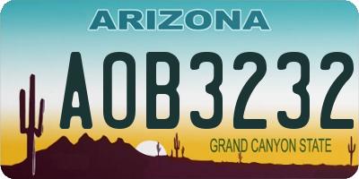AZ license plate AOB3232