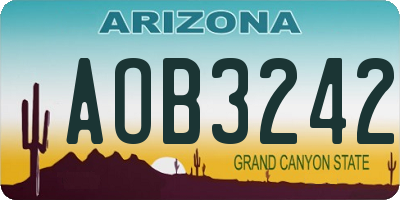 AZ license plate AOB3242
