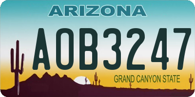 AZ license plate AOB3247
