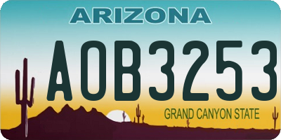 AZ license plate AOB3253