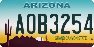 AZ license plate AOB3254