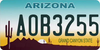 AZ license plate AOB3255