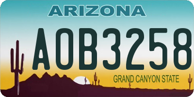 AZ license plate AOB3258