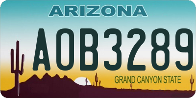 AZ license plate AOB3289