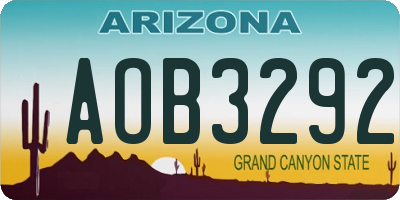 AZ license plate AOB3292