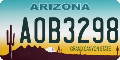 AZ license plate AOB3298