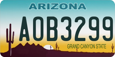 AZ license plate AOB3299