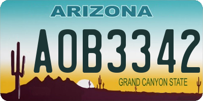 AZ license plate AOB3342