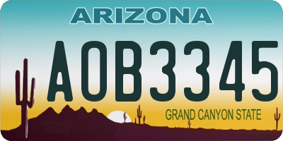 AZ license plate AOB3345