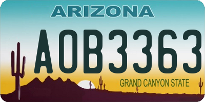 AZ license plate AOB3363