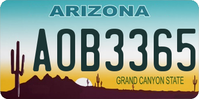AZ license plate AOB3365