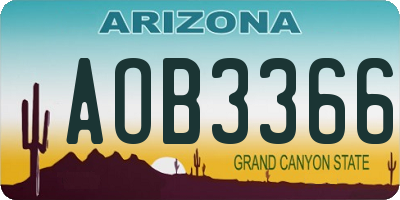 AZ license plate AOB3366