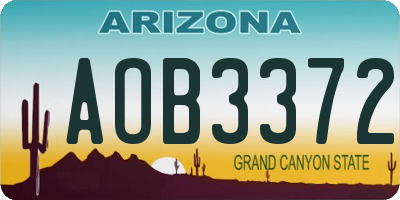 AZ license plate AOB3372