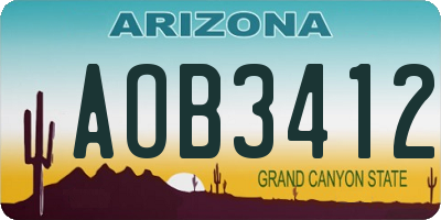 AZ license plate AOB3412