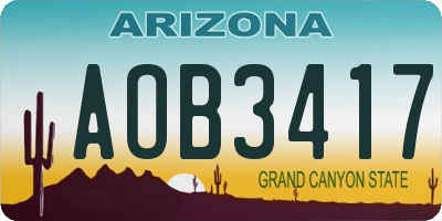 AZ license plate AOB3417
