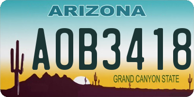 AZ license plate AOB3418