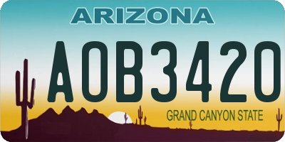 AZ license plate AOB3420