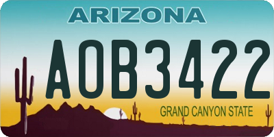 AZ license plate AOB3422