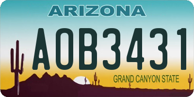 AZ license plate AOB3431
