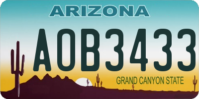 AZ license plate AOB3433