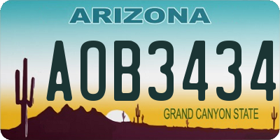 AZ license plate AOB3434