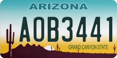 AZ license plate AOB3441