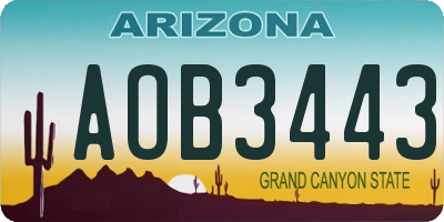 AZ license plate AOB3443