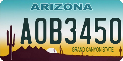 AZ license plate AOB3450